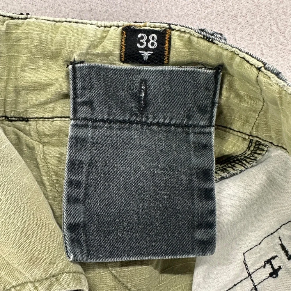 FALLEN Cargo Shorts Mens 38 Grey Canvas Y2K Long Skater Canvas‎ Raw Hem Utility